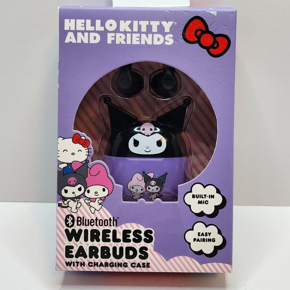 Kuromi My Melody Bluetooth Wireless Ear Buds w/Charging Case | Black NEW